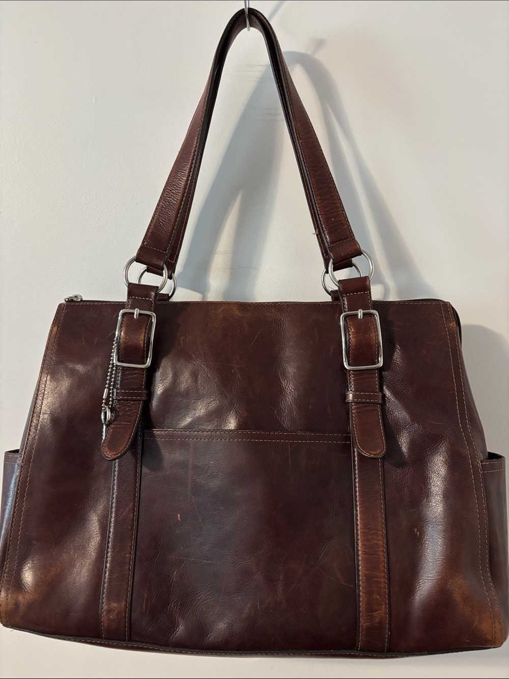 Vintage Fossil Brown Leather Laptop Bag - Classic Professional Carryall